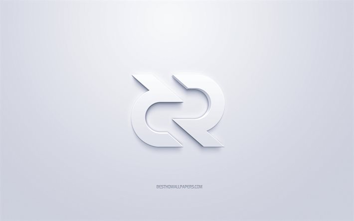 Decred logo, 3d white logo, 3d art, white background, cryptocurrency, Decred, finance concepts, business, Decred 3d logo