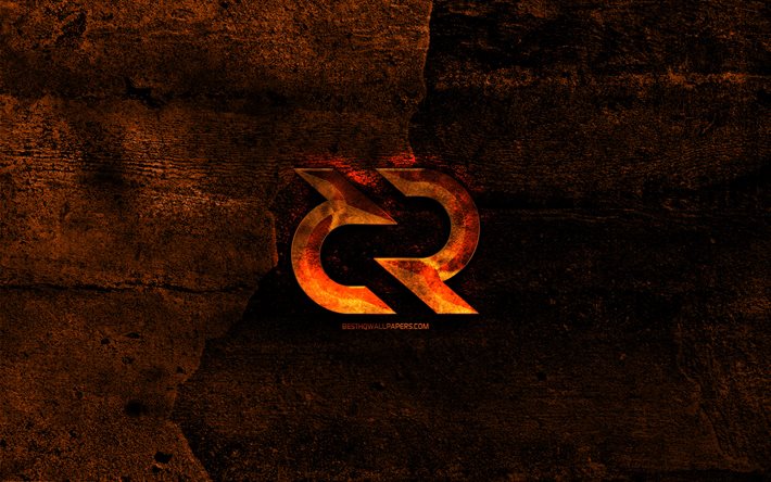 Decred logo fiery, orange pierre fond, cr&#233;atif, Decred logo, cryptocurrency, Decred