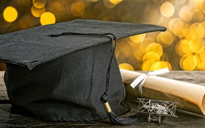 education concepts, graduation, graduation black hat, diploma, University graduation concepts