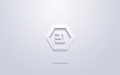 emercoin logo, white 3d-logo, 3d-kunst, wei&#223;er hintergrund, kryptogeld, emercoin -, finanz-konzepte, business, emercoin 3d-logo