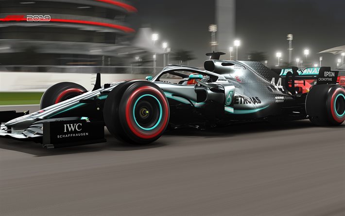 F1 2019, jeu F1, d&#39;affiches, de la promo, de la Formule 1, Mercedes AMG F1 W10 EQ Alimentation