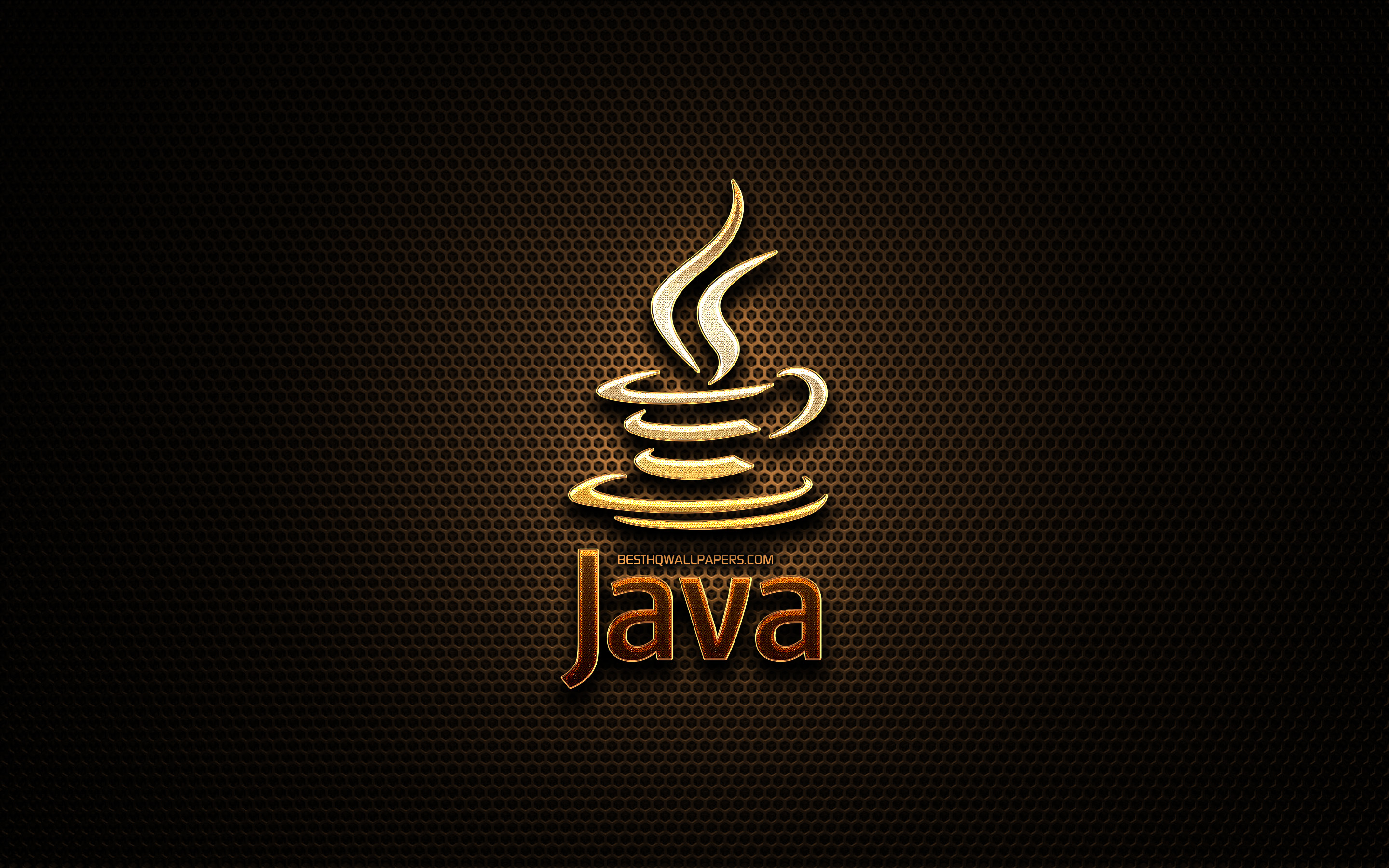 Java glitter logo, programlama dili, kılavuz metal arka plan, Java, yaratıc...