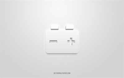 BilBatteri 3d ikon, vit bakgrund, 3d symboler, Bilbatteri, Bildelar ikoner, 3d ikoner, BilBatteri tecken, Bildelar 3d ikoner