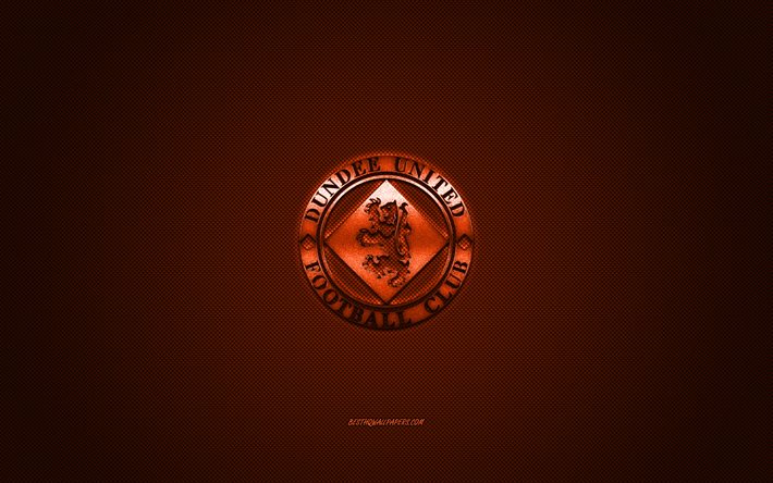 Dundee United FC, Skotlantilainen jalkapalloseura, Skotlannin valioliiga, оранжевый logo, оранжевый hiilikuitutausta, jalkapallo, Dundee, Skotlanti, Dundee United FC logo