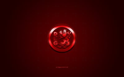 Dusseldorfer EG, clube alem&#227;o de h&#243;quei, Deutsche Eishockey Liga, logotipo vermelho, DEL, fundo de fibra de carbono vermelho, h&#243;quei no gelo, Dusseldorf, Alemanha, Dusseldorfer EG logotipo