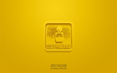 Dust hazard 3d icon, yellow background, 3d symbols, Dust hazard, Warning icons, 3d icons, Dust hazard sign, Warning 3d icons, yellow warning signs