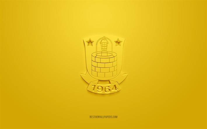 Brondby FC, logo 3D creativo, sfondo giallo, emblema 3d, squadra di calcio danese, Superliga danese, Brondby, Danimarca, arte 3d, calcio, logo 3d Brondby FC