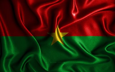 Burkina Faso flag, 4k, silk wavy flags, African countries, national symbols, Flag of Burkina Faso, fabric flags, 3D art, Burkina Faso, Africa, Burkina Faso 3D flag
