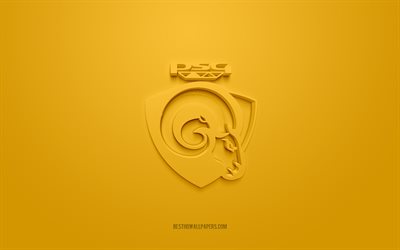 PSG Berani Zlin, Czech ice hockey club, creative 3D logo, yellow background, Czech Extraliga, Zlin, Czech Republic, 3d art, ice hockey, PSG Berani Zlin 3d logo
