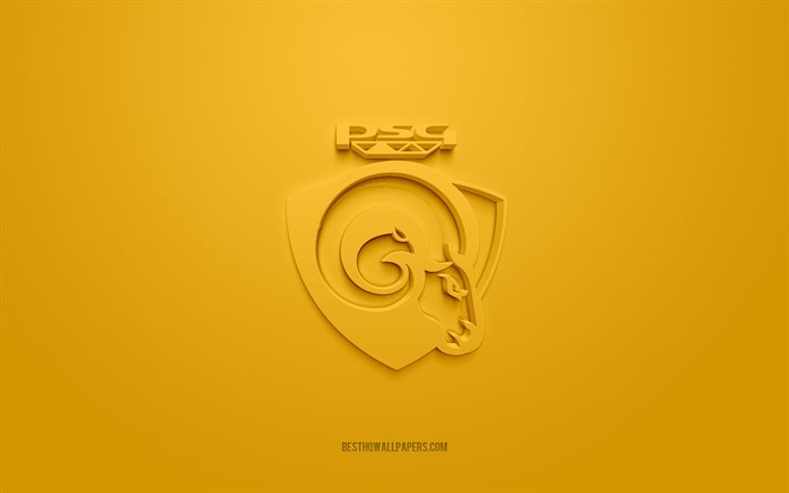 PSG Berani Zlin, Czech ice hockey club, creative 3D logo, yellow background, Czech Extraliga, Zlin, Czech Republic, 3d art, ice hockey, PSG Berani Zlin 3d logo
