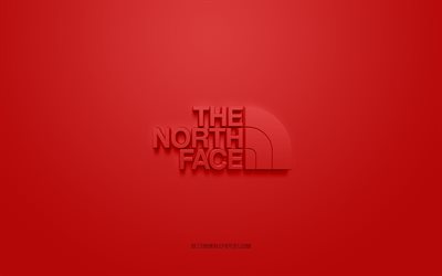 The North Face logosu, kırmızı arka plan, The North Face 3d logosu, 3d sanat, The North Face, markalar logosu, kırmızı 3d The North Face logosu