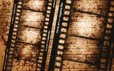 filmstrip textures, 4k, grunge backgrounds, cinematograph, film-strip, background with filmstrip, grunge cinema background