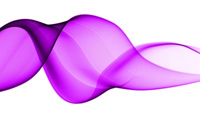 Violet abstraction waves background, 4k, smoke purple wave, waves background, abstract waves background, purple wave on a white background
