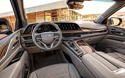 2021, Cadillac Escalade, 4k, interior, inside view, Escalade dashboard, new Escalade interior, american cars, Cadillac