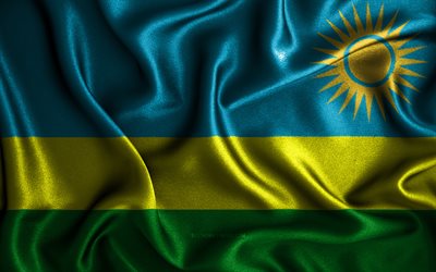 Rwandan flag, 4k, silk wavy flags, African countries, national symbols, Flag of Rwanda, fabric flags, Rwanda flag, 3D art, Rwanda, Africa, Rwanda 3D flag
