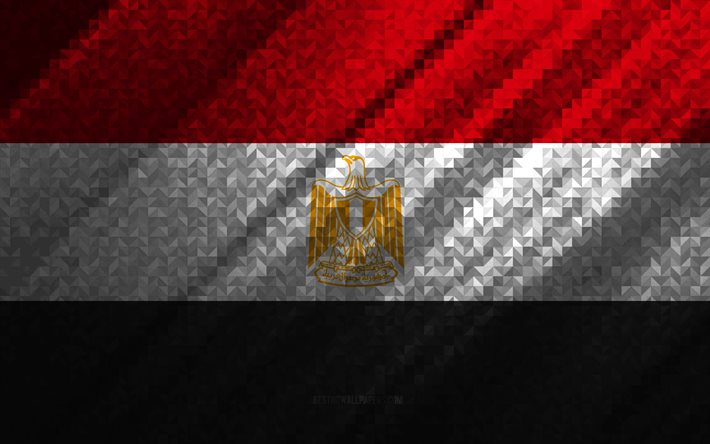 Egyptin lippu, moniv&#228;rinen abstraktio, Egyptin mosaiikkilippu, Egypti, mosaiikkitaide