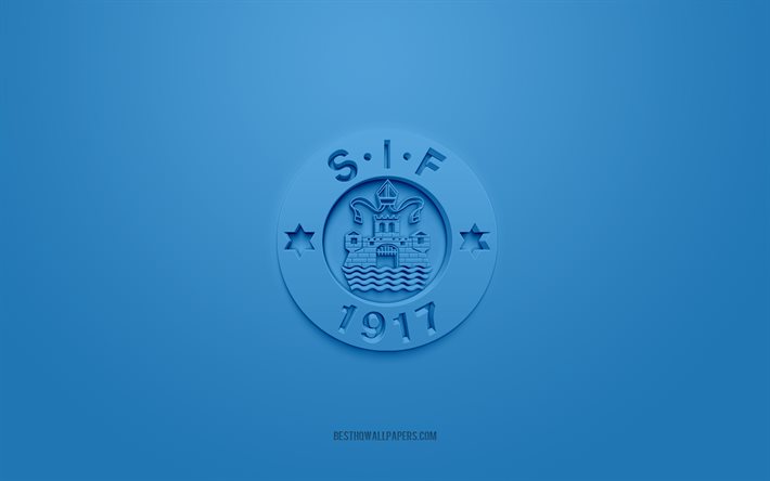 Silkeborg IF, kreativ 3D-logotyp, bl&#229; bakgrund, 3d-emblem, dansk fotbollsklubb, danska Superliga, Silkeborg, Danmark, 3d-konst, fotboll, Silkeborg IF 3d-logotyp