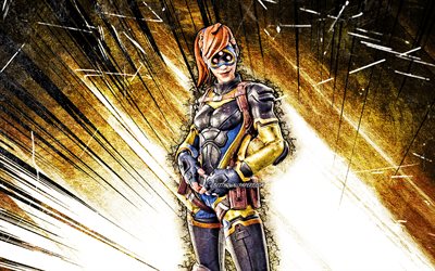 4k, Psion, grunge art, Fortnite Battle Royale, Fortnite characters, yellow abstract rays, Psion Skin, Fortnite, Psion Fortnite