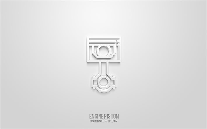 Engine piston 3d icon, white background, 3d symbols, Engine piston, car parts icons, 3d icons, Engine piston sign, car parts 3d icons