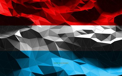 4k, Luxembourg flag, low poly art, European countries, national symbols, Flag of Luxembourg, 3D flags, Luxembourg, Europe, Luxembourg 3D flag