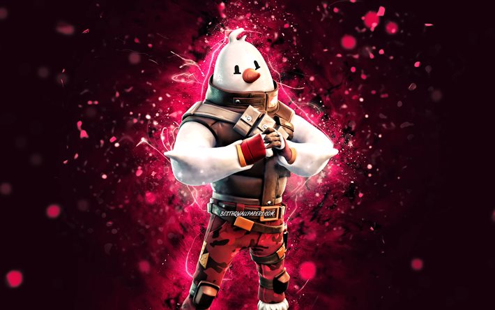 Snowmando, 4k, luzes de n&#233;on roxas, Fortnite Battle Royale, personagens Fortnite, Snowmando Skin, Fortnite, Snowmando Fortnite
