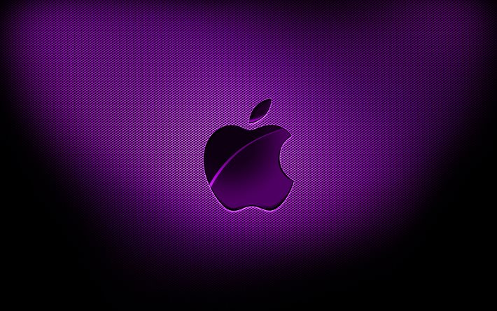 Download wallpapers 4k, Apple violet logo, violet grid backgrounds, brands,  Apple logo, grunge art, Apple for desktop free. Pictures for desktop free