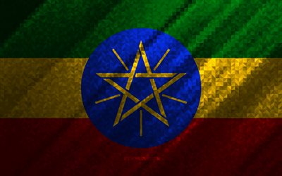 Flag of Ethiopia, multicolored abstraction, Ethiopia mosaic flag, Ethiopia, mosaic art, Ethiopia flag