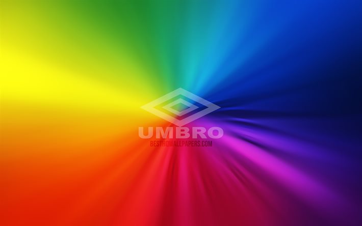 Logo Umbro, 4k, vortex, fond arc-en-ciel, cr&#233;atif, artwork, marques sportives, Umbro