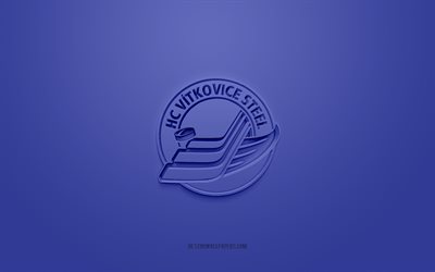HC Vitkovice Steel, club checo de hockey sobre hielo, logotipo 3D creativo, fondo azul, Extraliga checa, Ostrava, Rep&#250;blica Checa, arte 3d, hockey sobre hielo, logotipo de HC Vitkovice Steel 3d