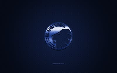 FC Copenhague, club de football danois, Superliga danoise, logo bleu, fond en fibre de carbone bleue, football, Copenhague, Danemark, logo FC Copenhague