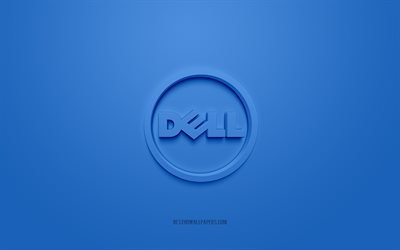 Dell runda logotyp, bl&#229; bakgrund, Dell 3d-logotyp, 3d-konst, Dell, varum&#228;rken logotyp, Dell-logotypen, bl&#229; 3d Dell-logotyp