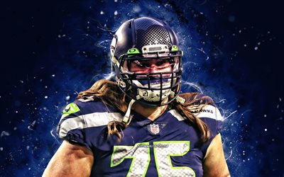 Chad Wheeler, 4k, offensive tackle, Seattle Seahawks, american football, NFL, blue neon lights, Chad Wheeler Seattle Seahawks, Chad Wheeler 4K