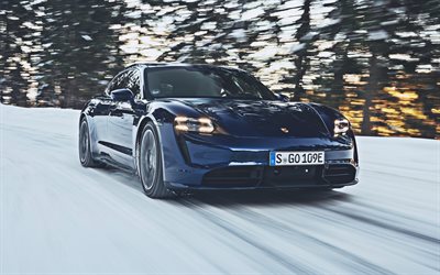 Porsche Taycan Turbo Sport Turismo, 4k, offroad, 2022 cars, winter, electric cars, 2022 Porsche Taycan, german cars, Porsche