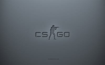 Counter-Strike Global Offensive logo, gray creative background, Counter-Strike emblem, CSGO logo, gray paper texture, Counter-Strike, gray background, Counter-Strike 3d logo, Counter-Strike Global Offensive