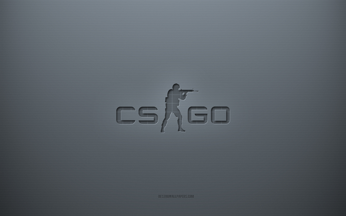 Logo Counter-Strike Global Offensive, sfondo grigio creativo, emblema Counter-Strike, logo CSGO, trama della carta grigia, Counter-Strike, sfondo grigio, logo Counter-Strike 3d, Counter-Strike Global Offensive