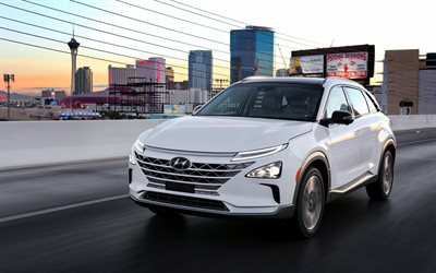 Hyundai NEXO, 4k, estrada, 2018 carros, crossovers, branco NEXO, Hyundai