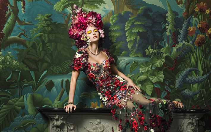 ケンダルインターナショナルJenner, アメリカのファッションモデル, 撮影, 帽子の花, 美女, Vogue