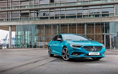 Opel Insignia Grand Sport, 2018, front view, exterior, sports sedan, bright blue Insignia, new Insignia, German cars, Opel