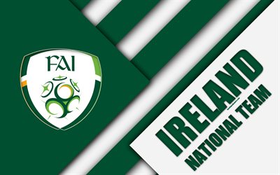 Irlanda del equipo de f&#250;tbol nacional, 4k, el emblema, el dise&#241;o de materiales, blanco verde abstracci&#243;n, logotipo, f&#250;tbol, Irlanda, escudo de armas
