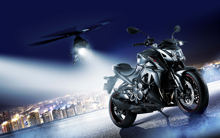 Suzuki GSX-S1000F, 4k, estrada, 2018 motos, noite, nova GSX-S1000F, sbk, Suzuki