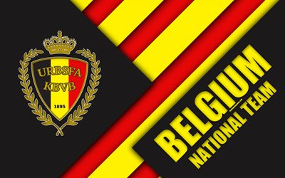 ベルギー国立サッカーチーム, 4k, エンブレム, 材料設計, 黒と赤の抽象化, ロゴ, サッカー, ベルギー, 紋, ベルギーのサッカー協会