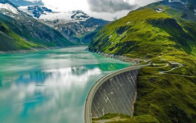Mooser Dam, mountains, summer, Europe, Kaprun, Austria
