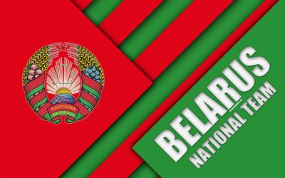 Belarus Beyaz Rusya Milli Futbol Takımı, 4k, amblem, silah malzeme, tasarım, Yeşil, Kırmızı soyutlama, logo, futbol, Belarus, ceket, Futbol Federasyonu