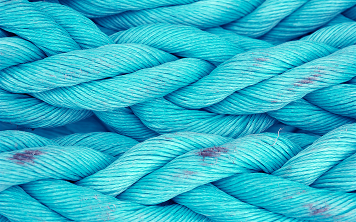 texture con corde, blu corde, creativo blu di sfondo, il mare blu di sfondo, corde texture