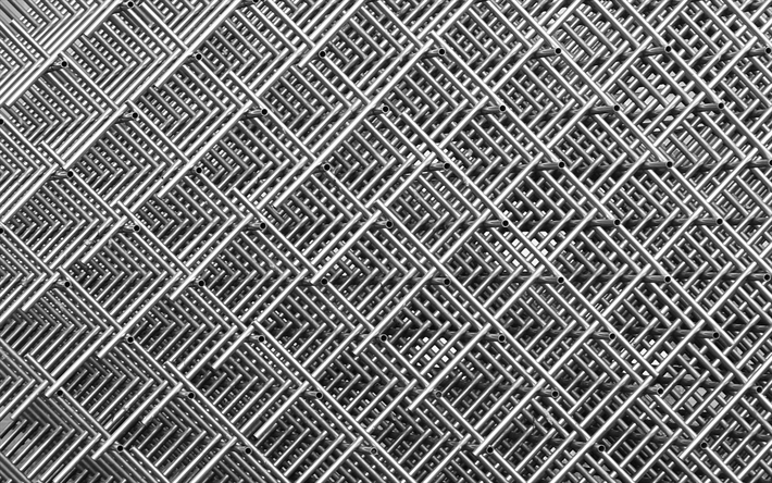 metal grid, metal textures, close-up, wire mesh stainless rods, grid texture, metal backgrounds