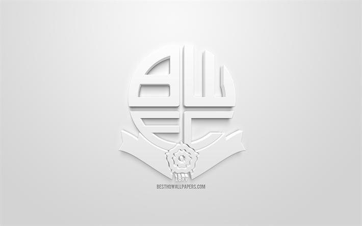 Bolton Wanderers FC, creative 3D logo, white background, 3d emblem, English football club, EFL Championship, Bolton, England, UK, English Football League Championship, 3d art, football, 3d logo