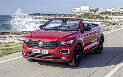 Volkswagen T-Roc Cabriolet, 2020, punainen crossover avoauto, uusi punainen T-Roc Cabriolet, saksan autoja, Volkswagen