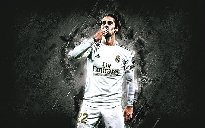 Isco, Real Madrid, Spanish footballer, attacking midfielder, portrait, gray stone background, La Liga, Spain, football, Francisco Roman Alarcon Suarez