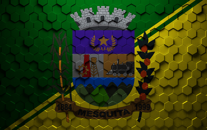 Flag of Mesquita, honeycomb art, Mesquita hexagons flag, Mesquita 3d hexagons art, Mesquita flag