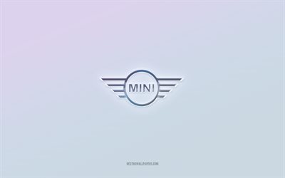 Mini logo, cut out 3d text, white background, Mini 3d logo, Mini emblem, Mini, embossed logo, Mini 3d emblem